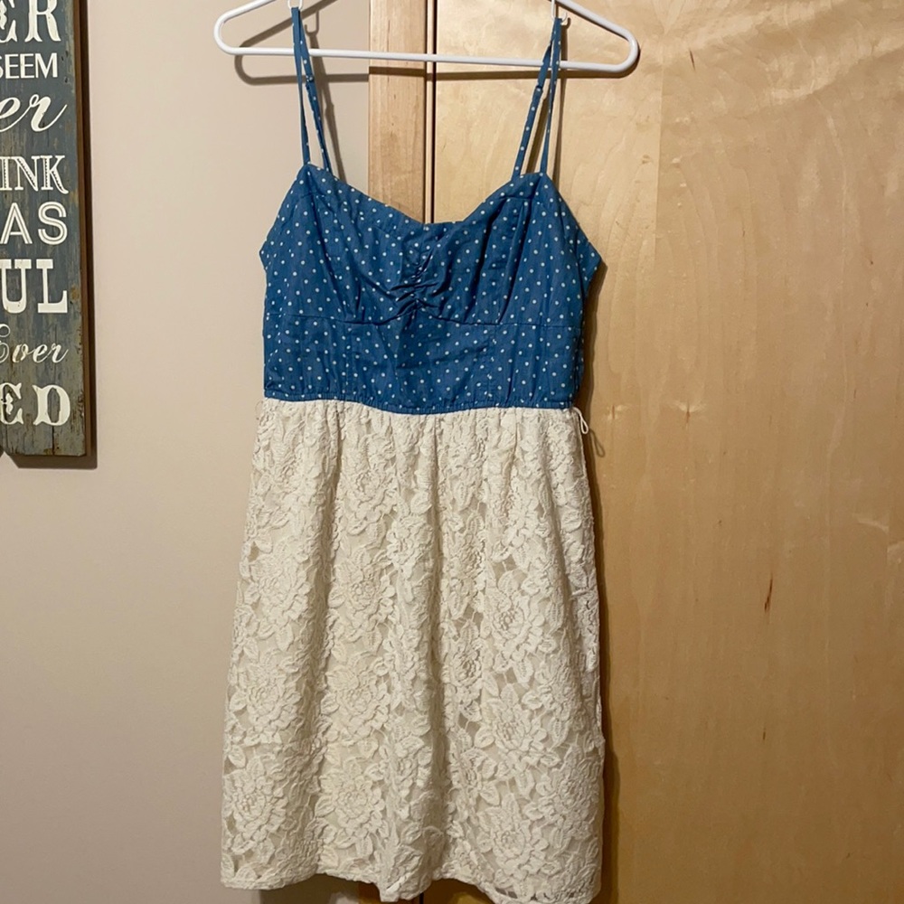 Polka dot and lace dress